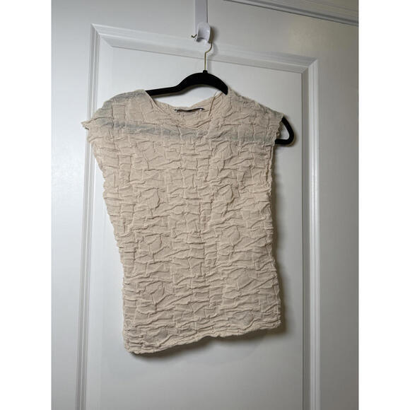 ZARA Sand Wrinkled-Effect‎ Knit Top S - Picture 2 of 4